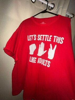 Humor Settle Like Adults rock paper scissors  Men's Graphic T-shirt size XXL